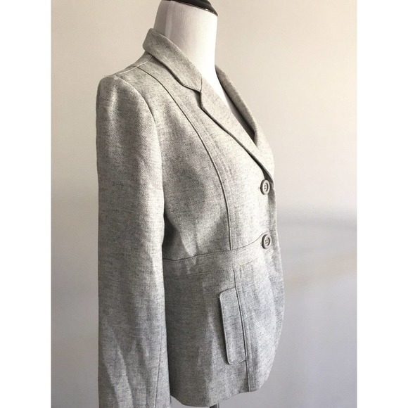 Fossil | Women's Size M Medium Gray Wool Long Sleeve Front Button Blazer - Picture 3 of 12